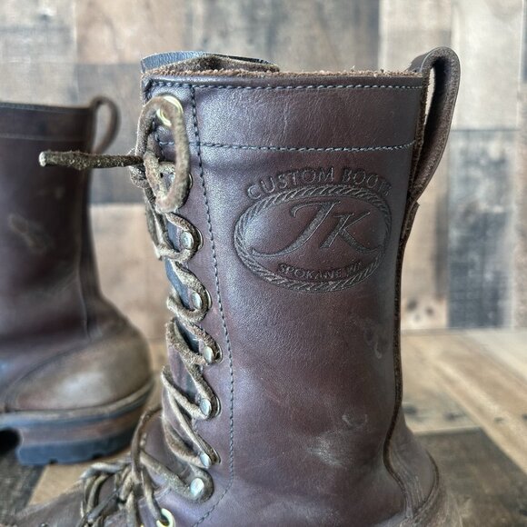JK Spokane WA Custom Logger Plain Toe Lace Up Work Boots Mens 9 D - Picture 12 of 12
